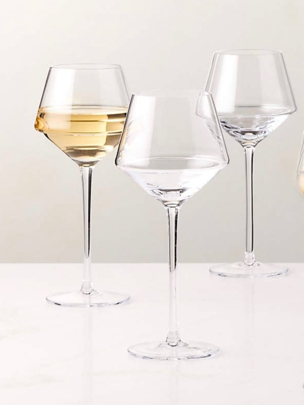 Bloomingville Yvette White Wine Glasses Set of 3 Handcrafted in Sweden NEW